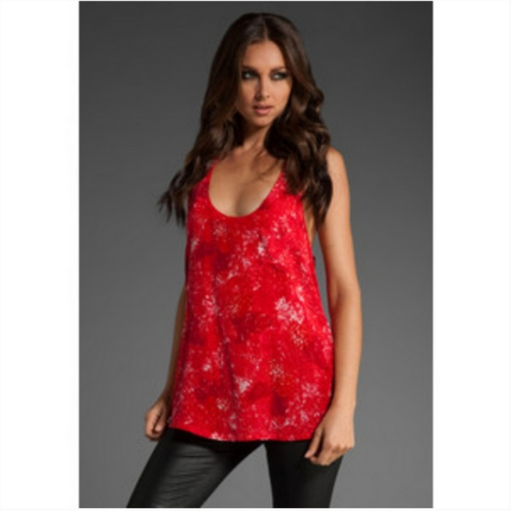 Joie Abstract Floral Saunders Tank 100% Silk